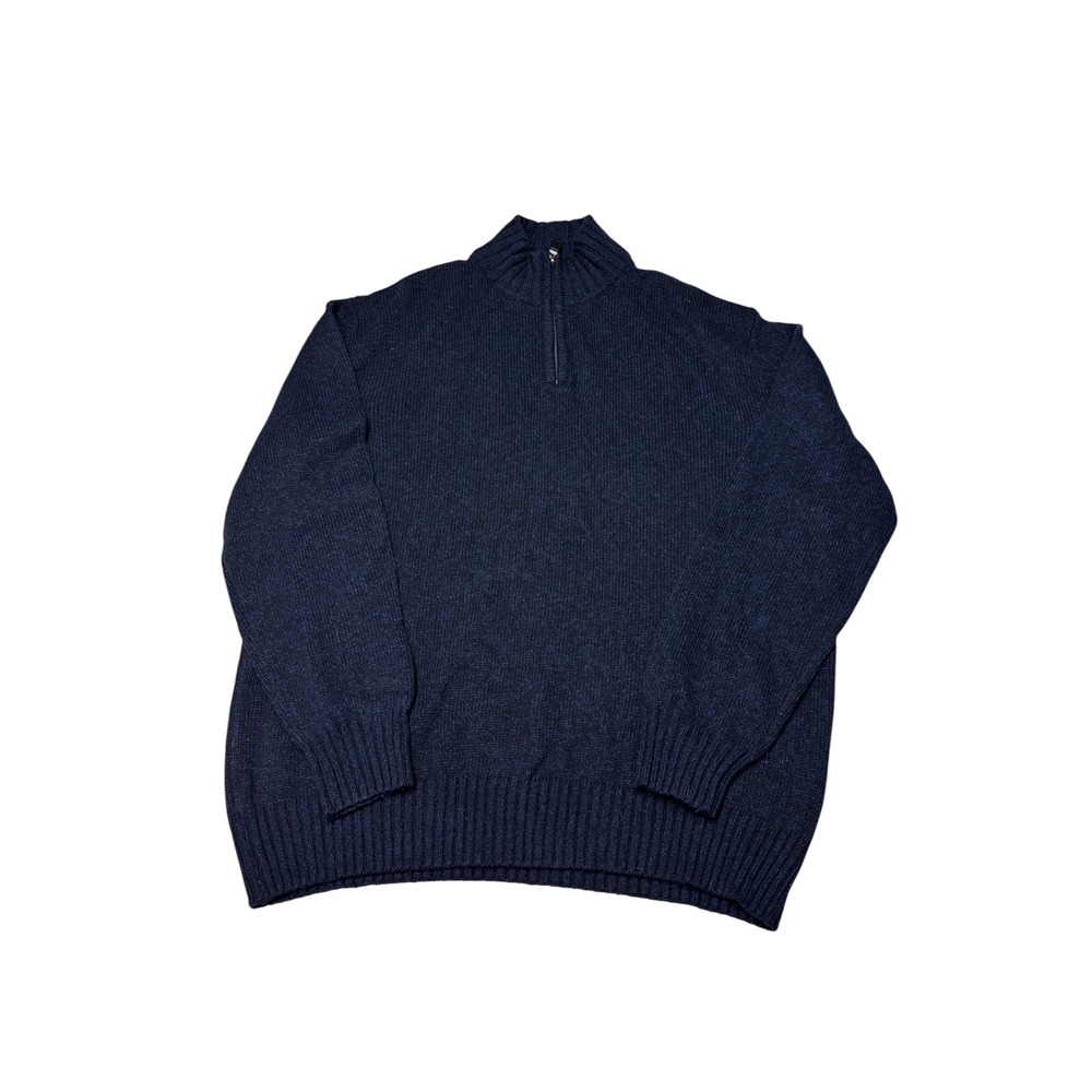 Giorgiolini Italy Mens XL Navy Blue Wool Cashmere Blend‎ Quarter Zip Sweater